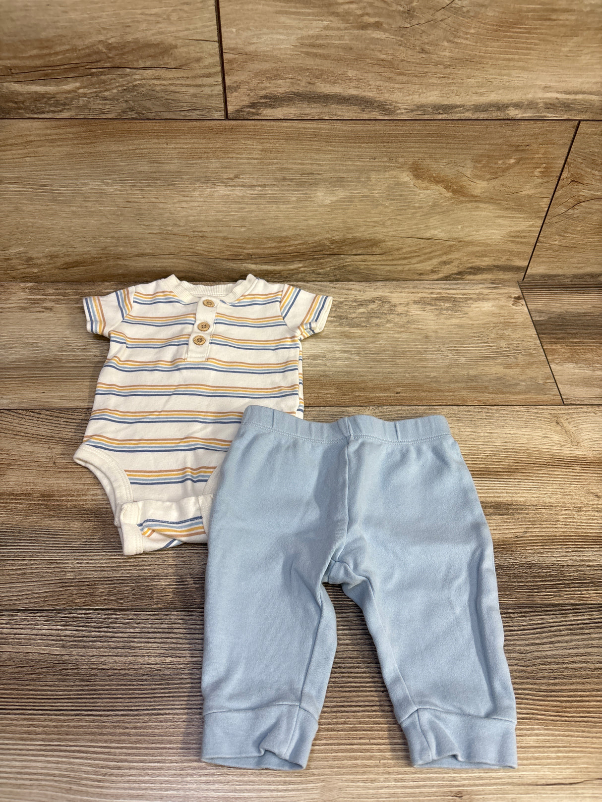 Pekkle 2pc Henley Bodysuit & Bottoms Set White sz 3m