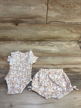 Jessica Simpson 2pc Ribbed Bodysuit & Short Set White sz 0-3m