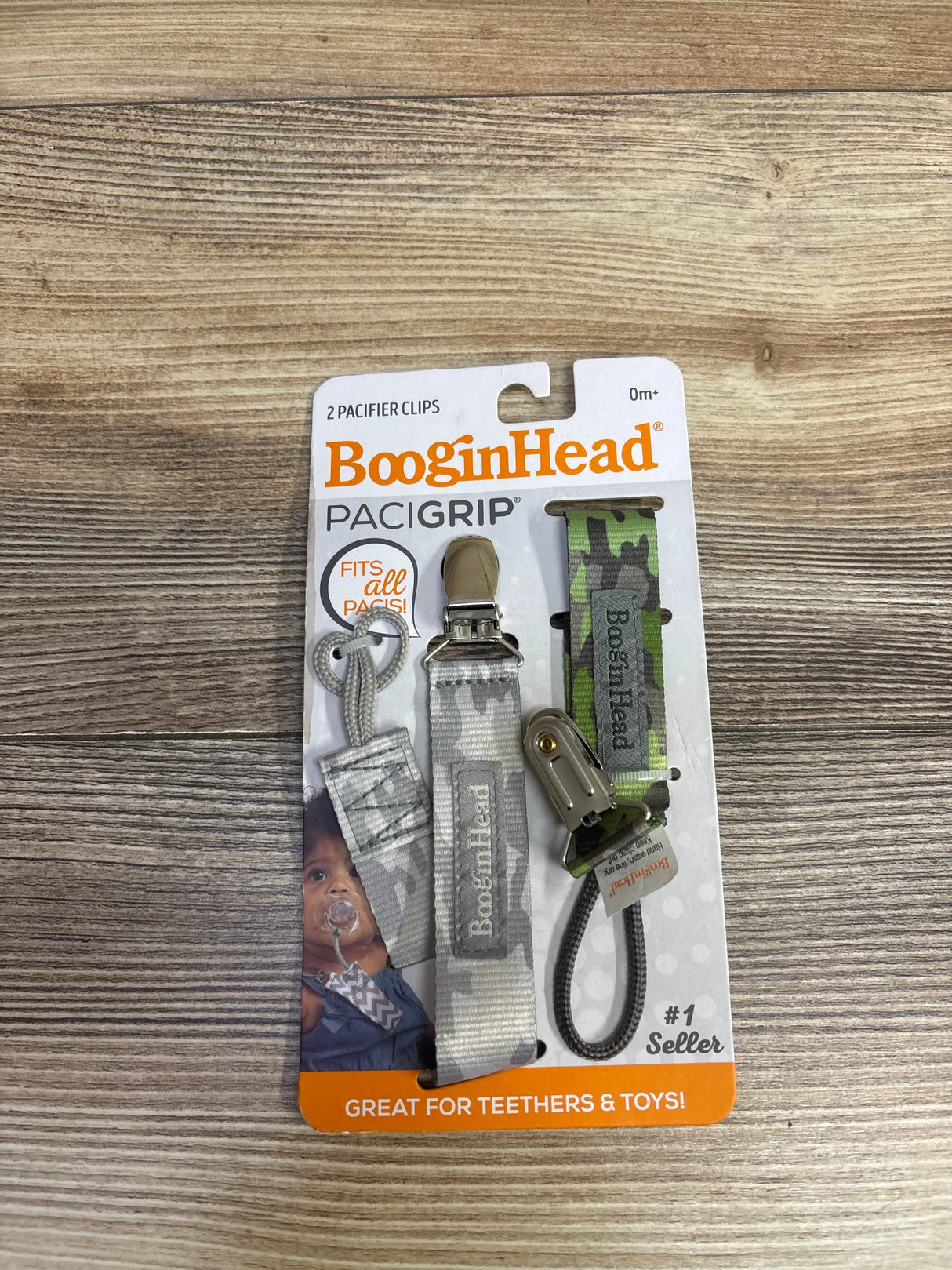 NEW BooginHead 2pk PaciGrip Pacifier Clip Holder Camo