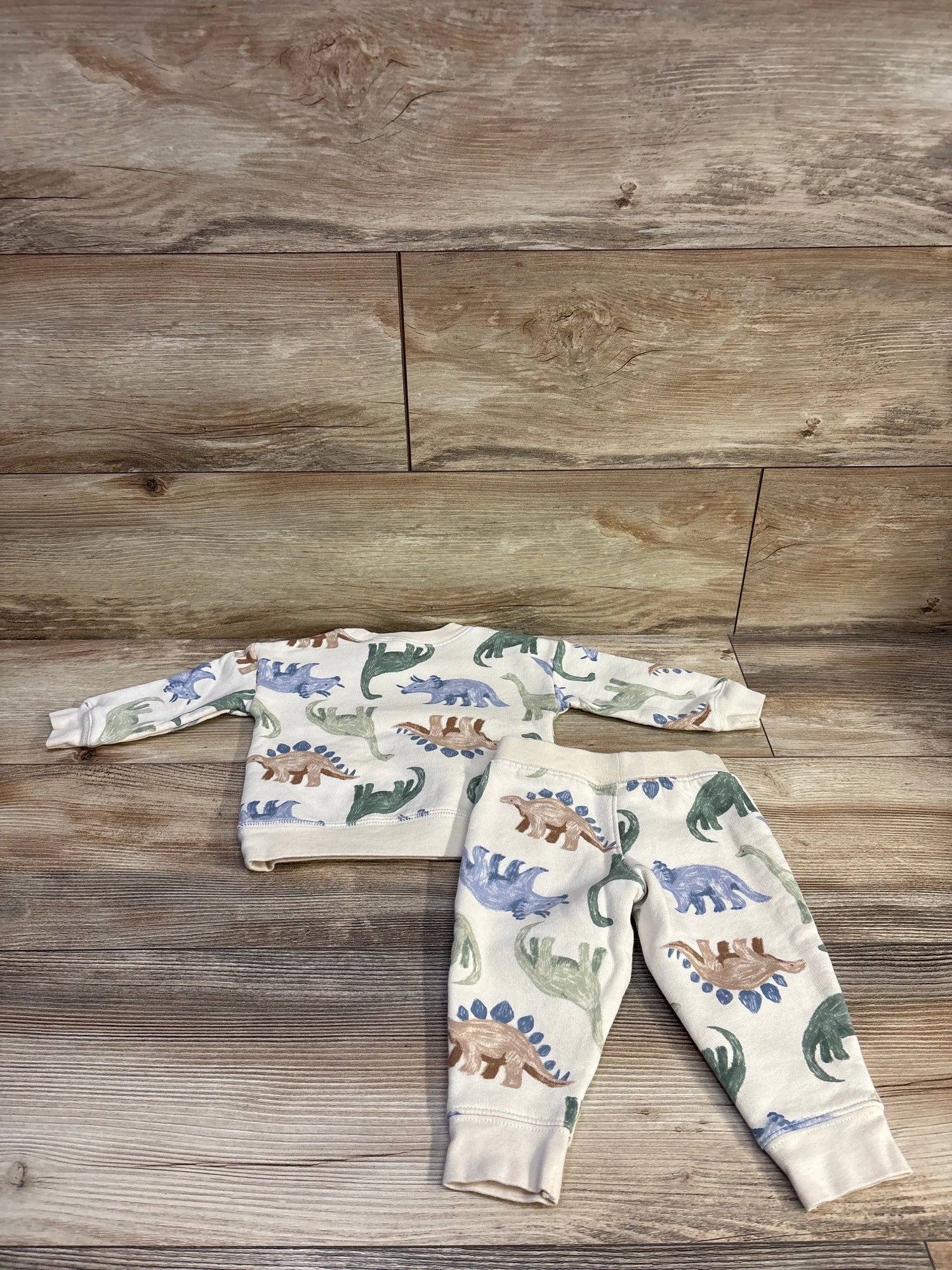 Just One You 2pc Dinosaur Pullover Sweatshirt & Bottoms Set Beige sz 9m