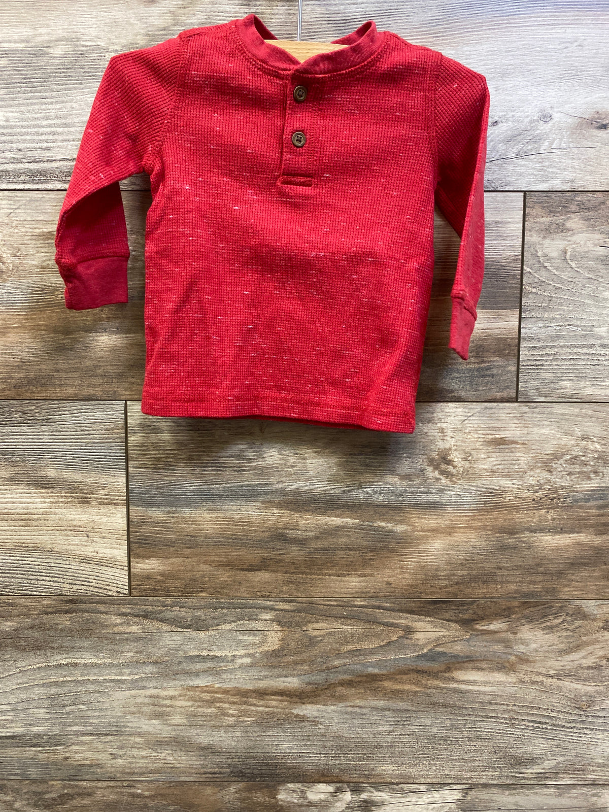 Jumping Beans Waffle Knit Henley Shirt Red sz 12m