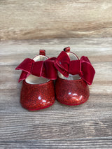 Mary Jane Crib Shoes w/ Bow Detail, Red Glitter sz 3c