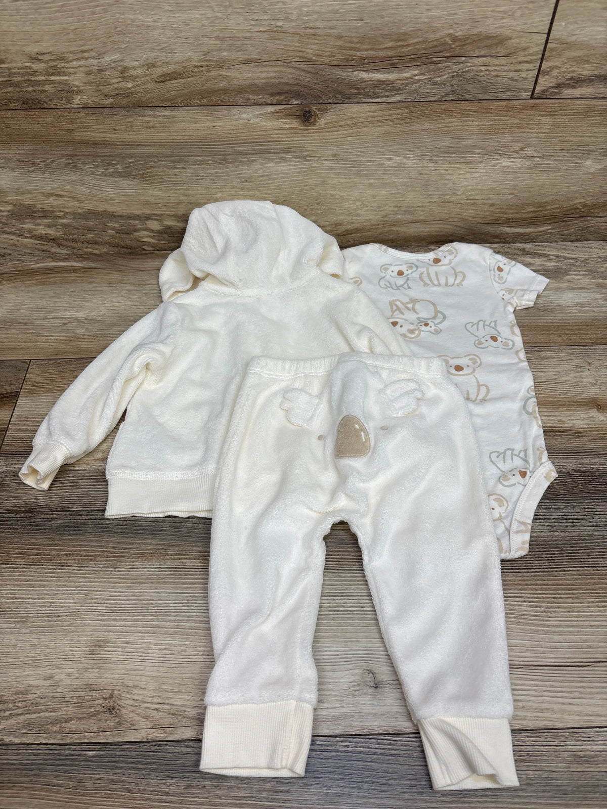 Carter's 3pc Zip-Up Terry Cloth Jacket, Bodysuit, & Pants Set White sz 9m