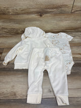 Carter's 3pc Zip-Up Terry Cloth Jacket, Bodysuit, & Pants Set White sz 9m