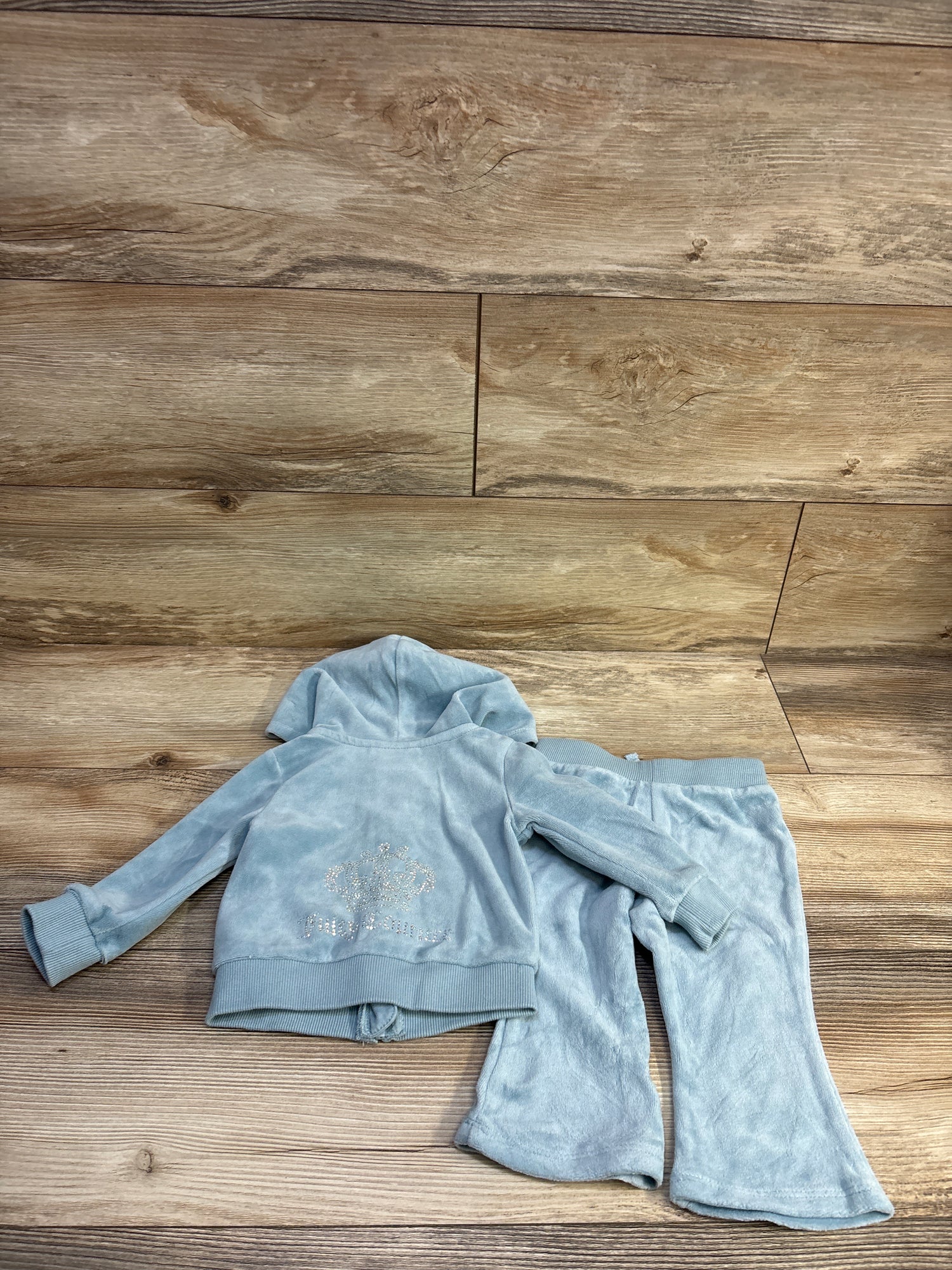 Juicy Couture 2pc Terry Gemstone Sweatshirt & Joggers Set Blue sz 12m