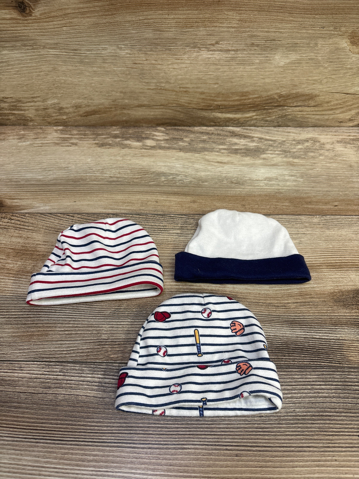 Baseball Themed 3pk Newborn Caps