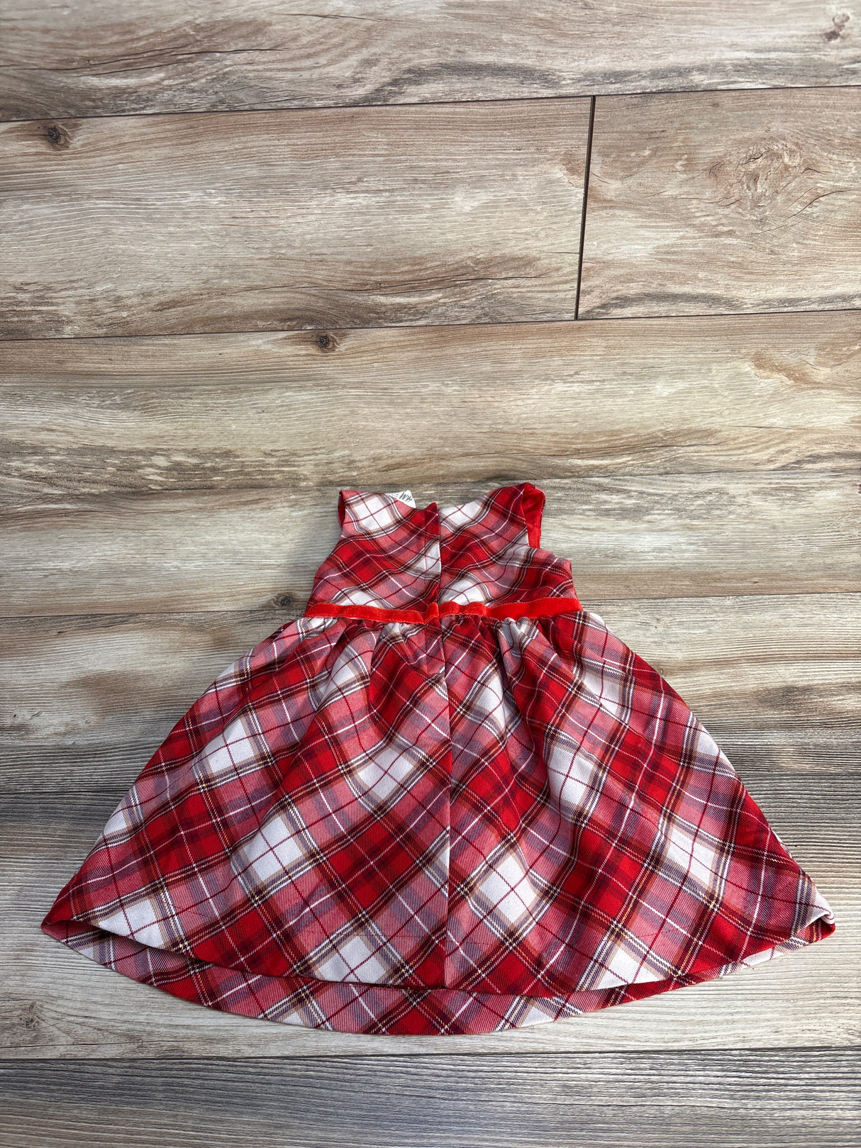 H&M Plaid Velvet Bow Dress Red sz 3T