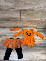 Joyful Moments 3pc Pumpkin Bodysuit & Skeggings Set Orange sz 6m