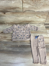 Nicole Miller 2pc Floral Ruffled Sweatshirt & Ribbed Pants Brown sz 0-3m