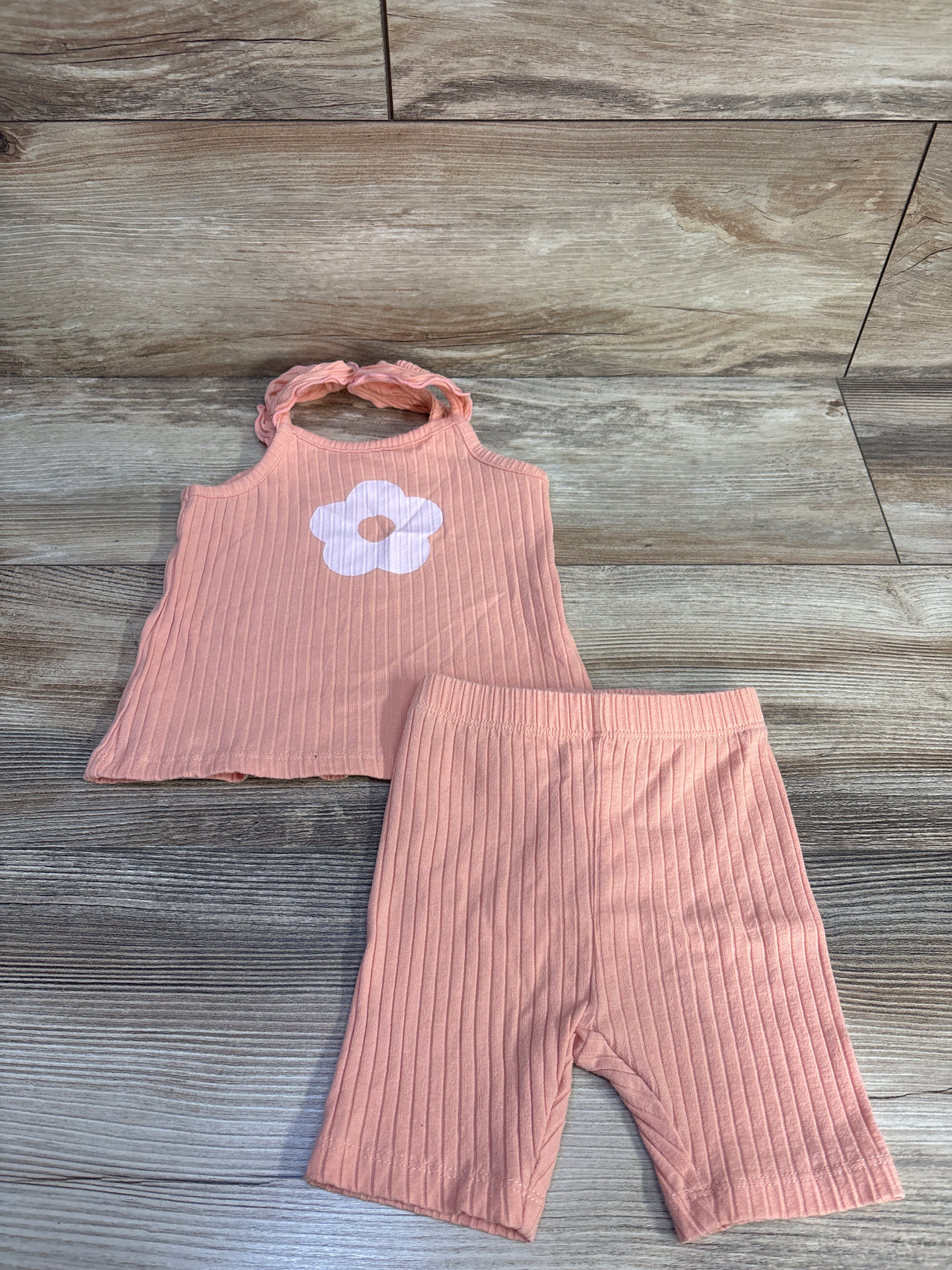 Pl Kids 2pc Ribbed Tank Top & Shorts Set Peach sz 2T
