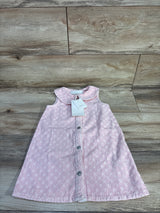NEW Zara Embroidered Denim Button-Front Dress Pink sz 3T