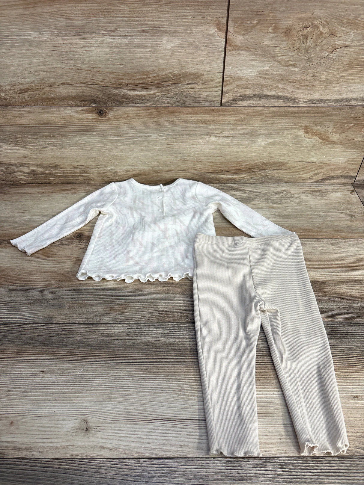 Calvin Clein 2pc Set Ribbed Long Sleeve Shirt & Leggings White sz 12m