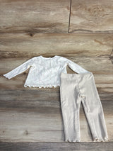 Calvin Clein 2pc Set Ribbed Long Sleeve Shirt & Leggings White sz 12m