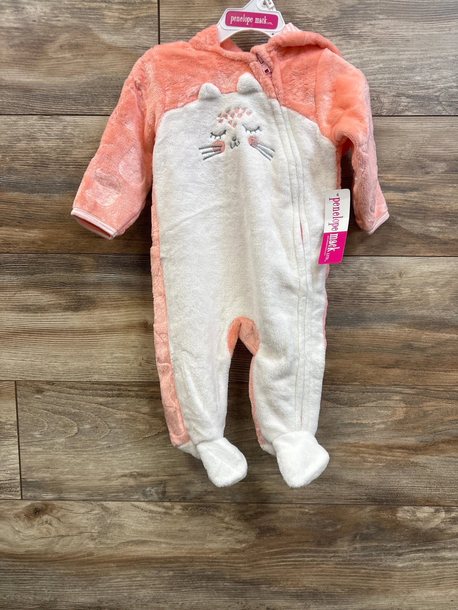 NEW Penelope Mack Plush Hooded Coverall Pink sz 0/3m
