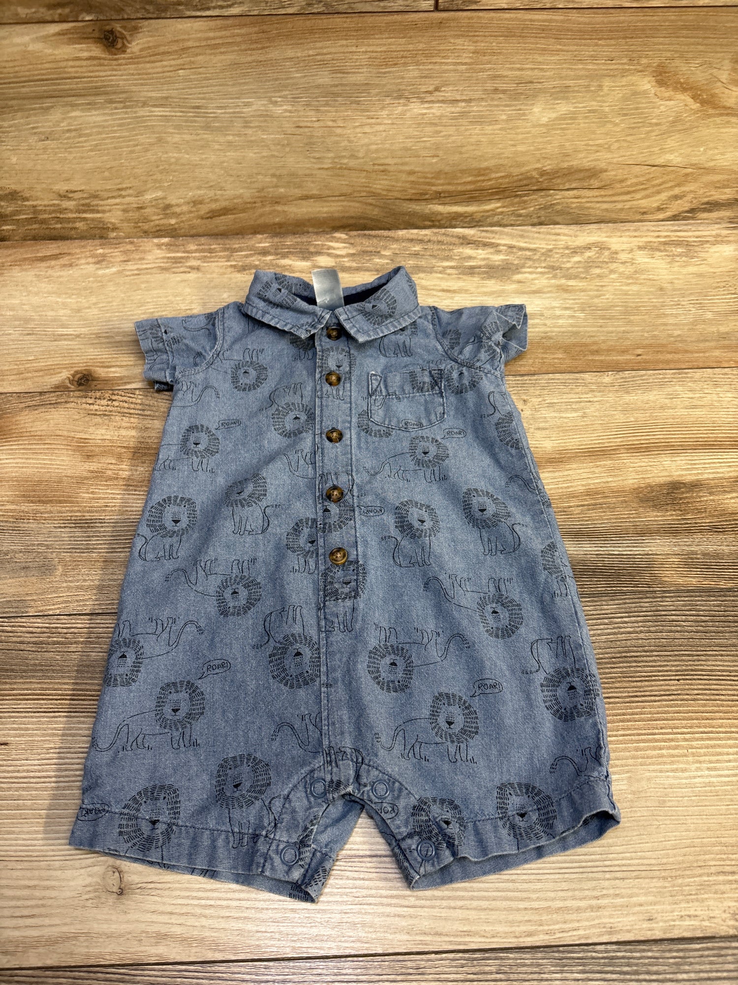 Carter's Chambray Polo Shortie Romper Blue sz 9m