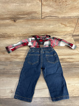 Carter's 2pc Plaid Bodysuit & Suspenders Set Red sz 12m