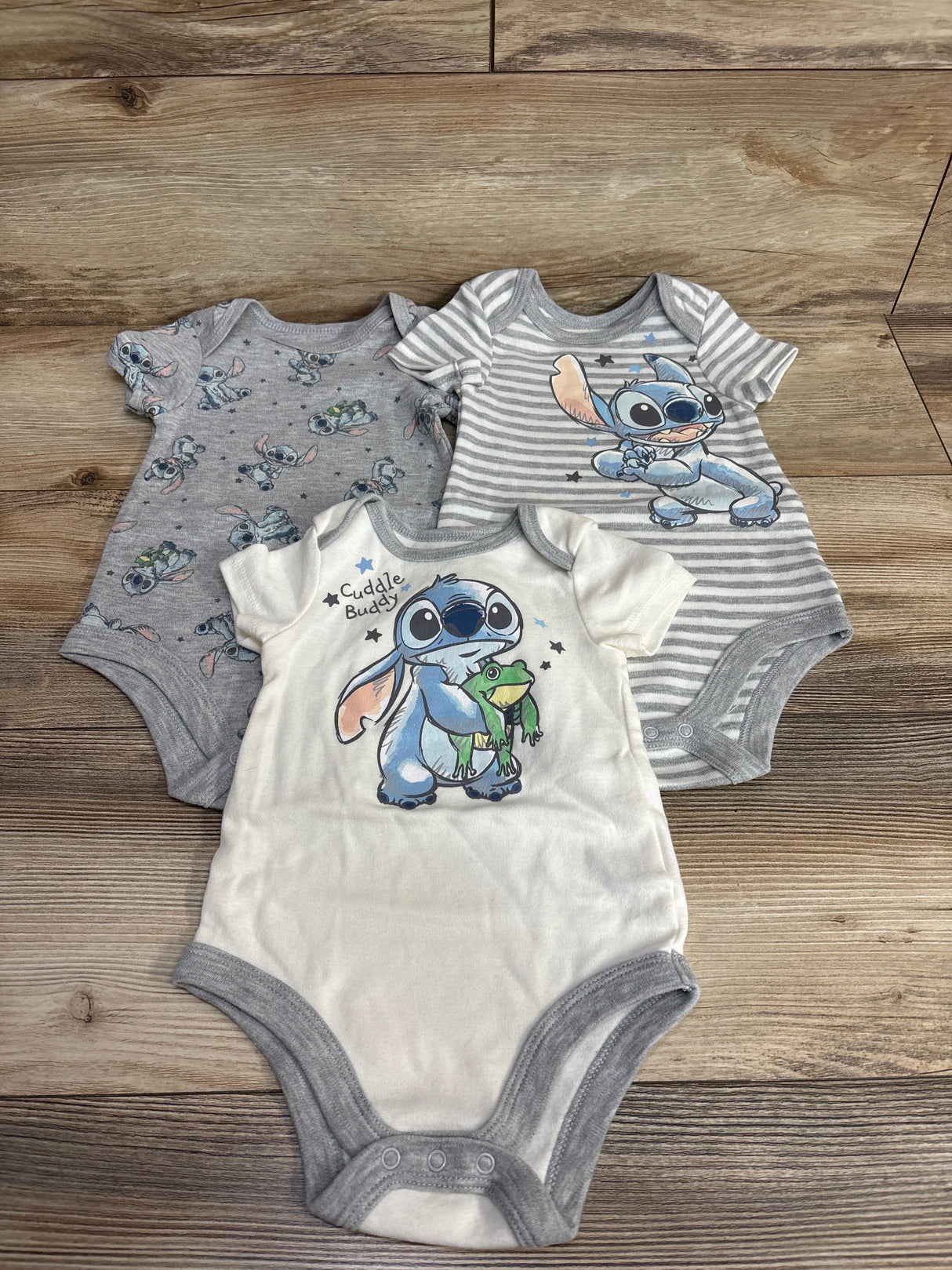 Disney Baby 3pk Stitch Bodysuit set Grey sz 6-9m