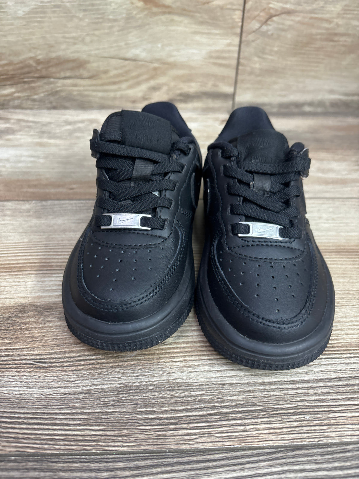 Nike Force 1 Low EasyOn PS 'Triple Black' Sneakers sz 8c