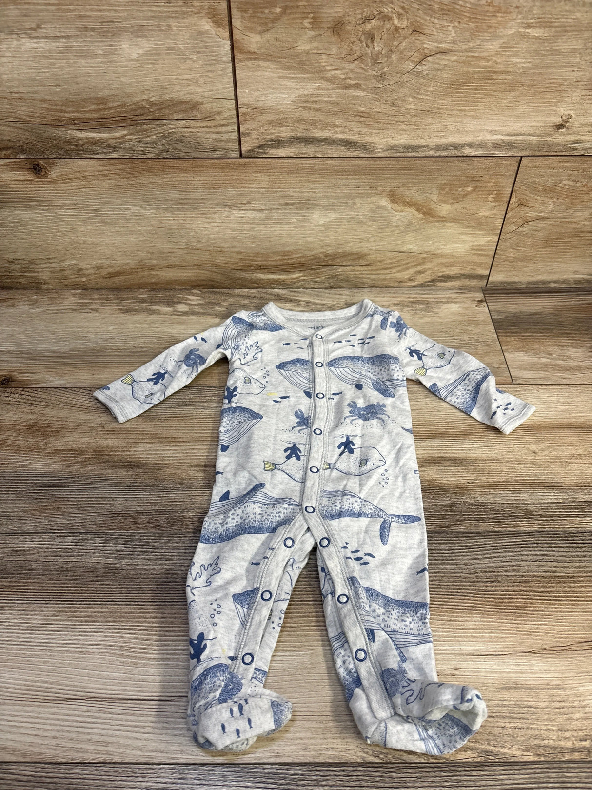 Carter's Whale Snap Sleeper Grey sz 6m