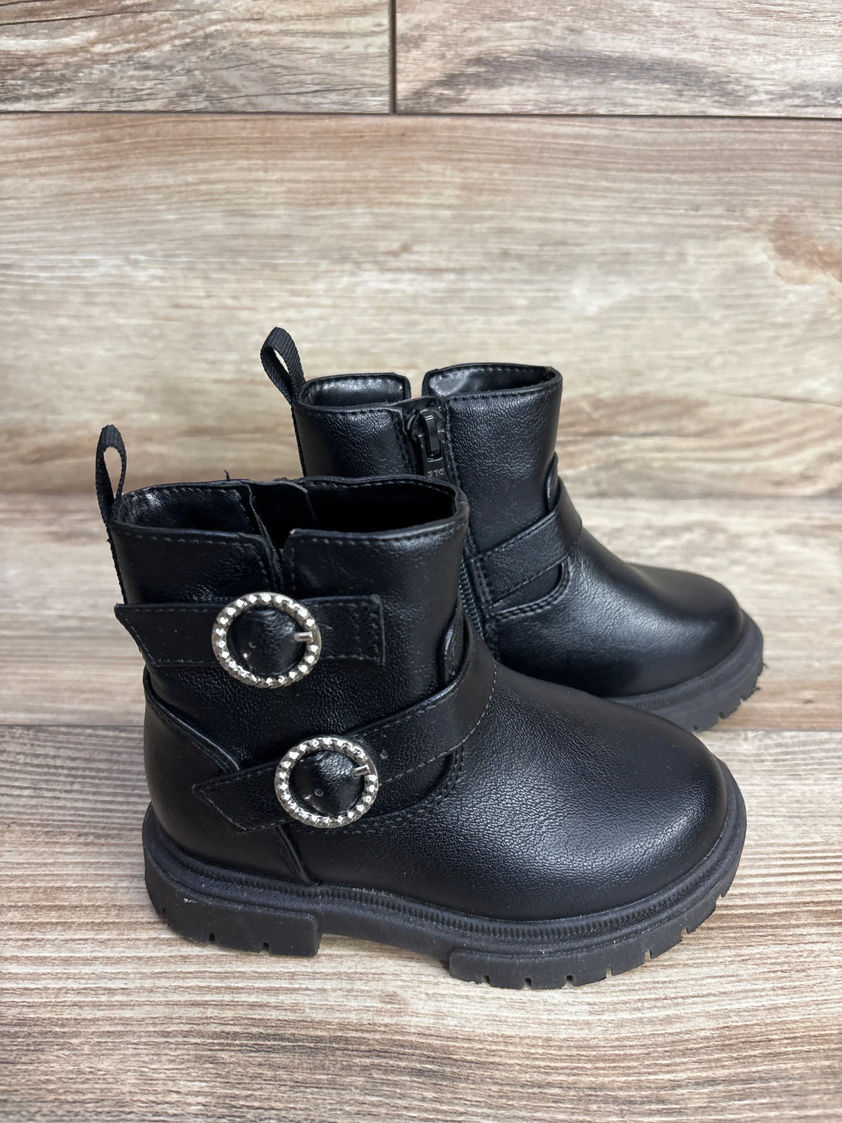 Cat & Jack Evie Lug Sole Ankle Boots Black sz 7c