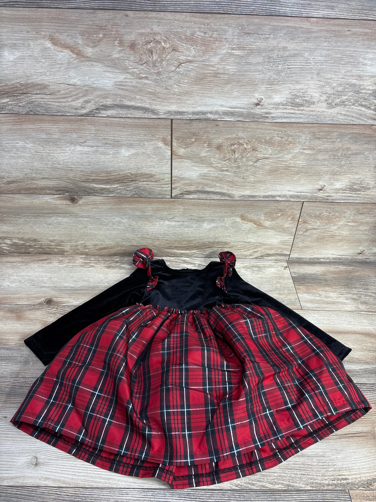 NEW Pippa & Julie Velvet Plaid Dress Black sz 3T