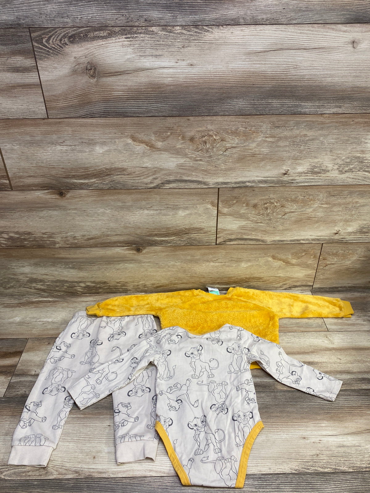 Disney Baby 3pc The Lion King Plush Sweatshirt, Bodysuit, & Joggers Yellow sz 24m