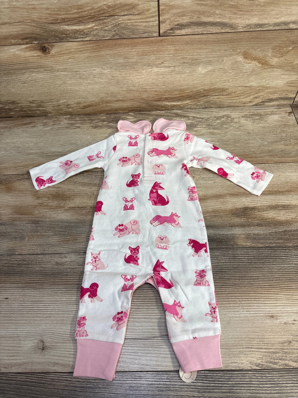 NWOT Monica + Andy Puppy Print Ruffled Coverall White sz 0-3m