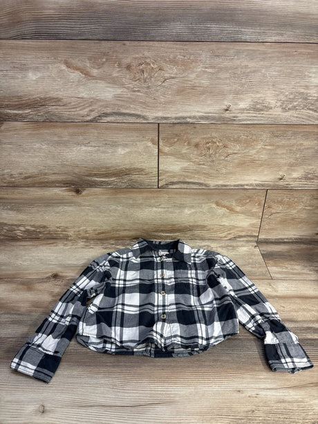 Cat & Jack Plaid Flannel Shirt Black/White sz 4-5T - Me n Mommy To Be