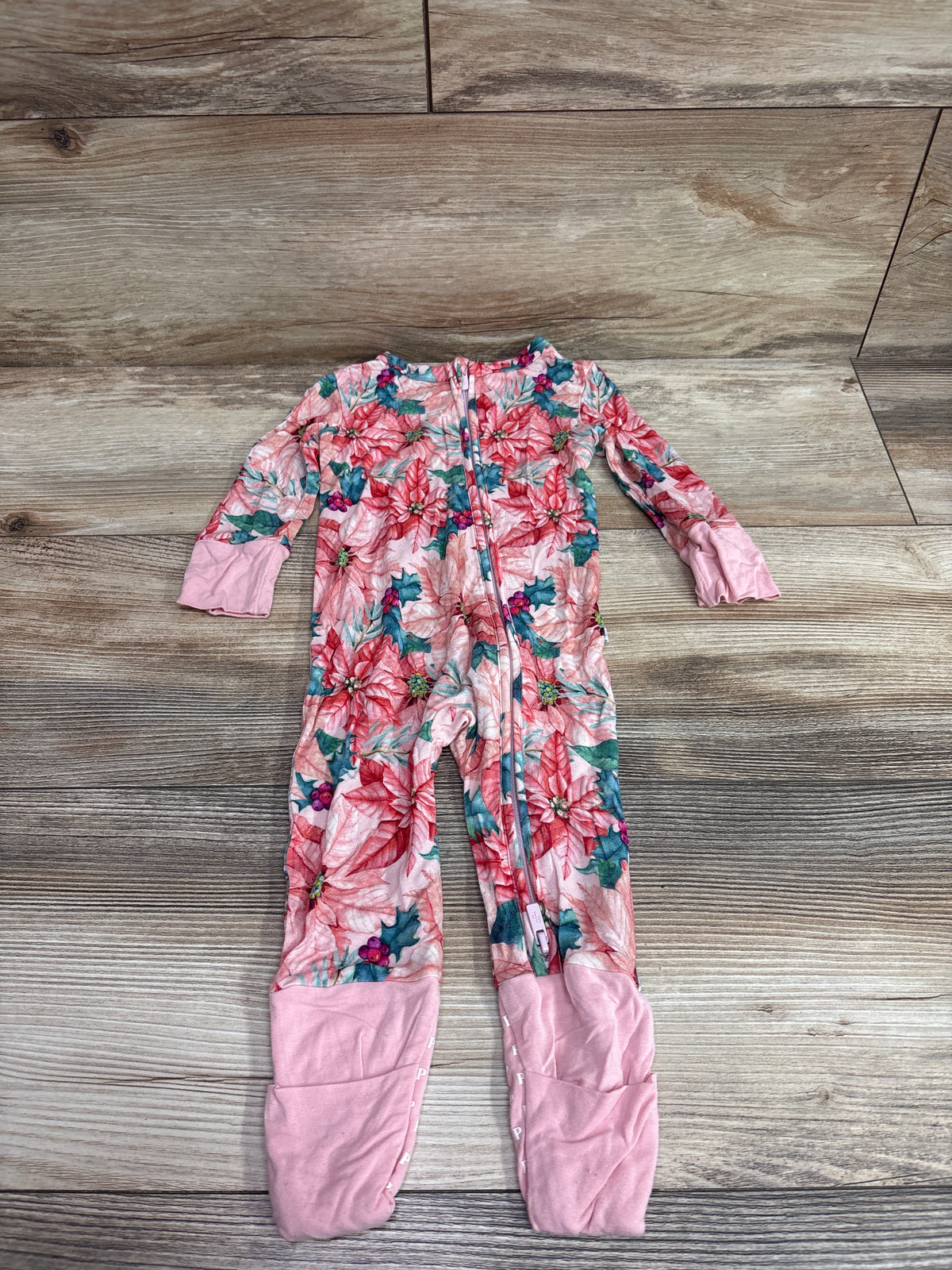 Posh P. Bamboo Poinsettia Convertible Footie Pink sz 6-9m