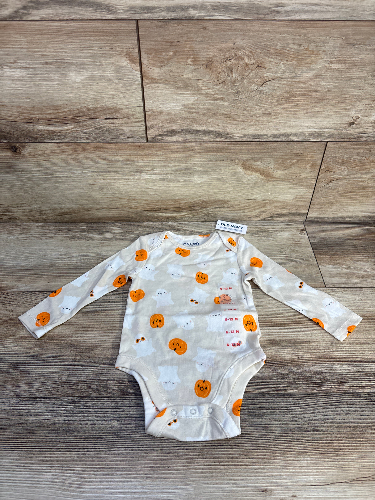 NEW Old Navy Ghost Pumpkin Bodysuit Cream sz 6-12m