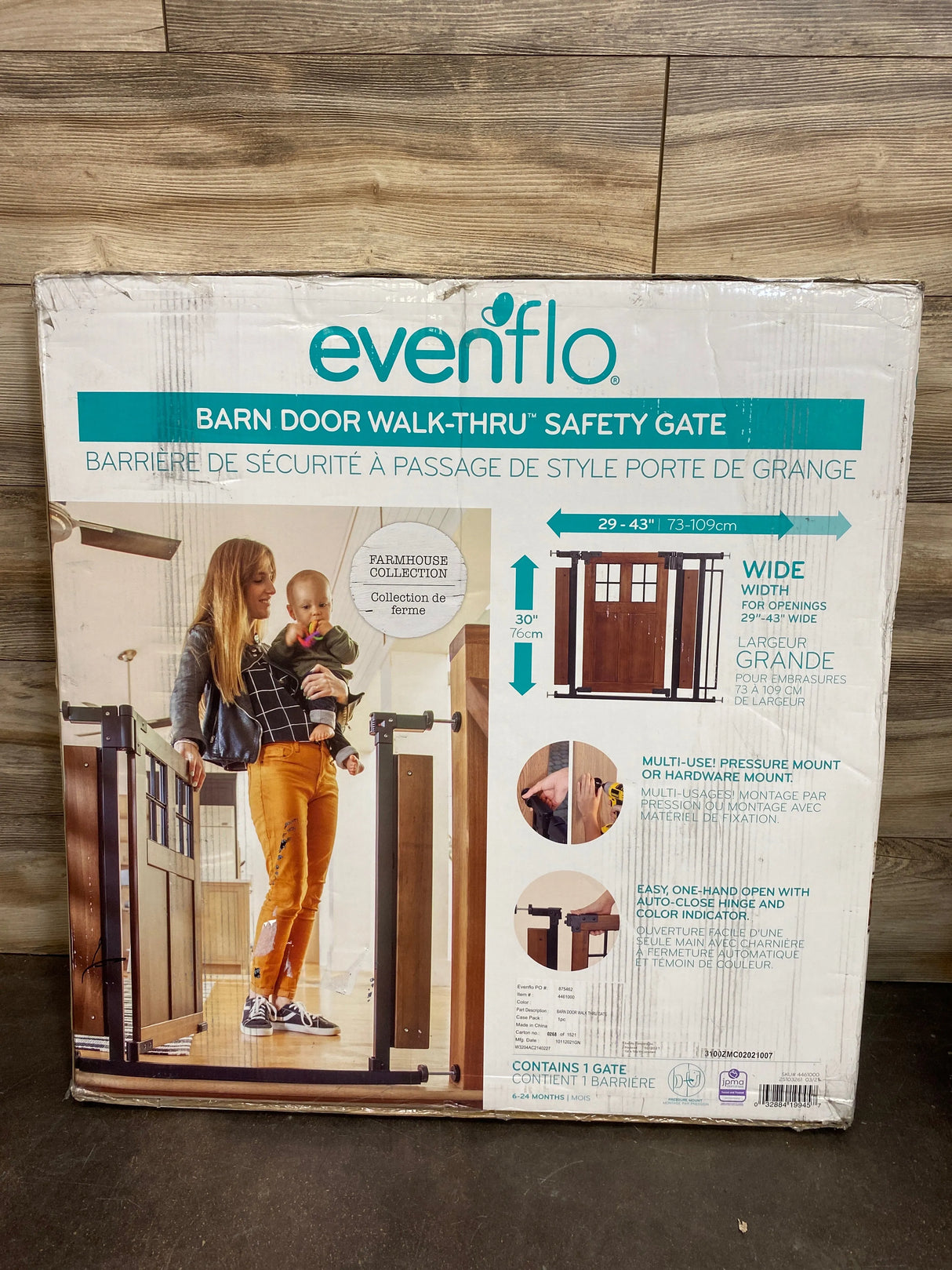 NEW Evenflo Barn Door Walk-Thru Gate (Farmhouse Collection)