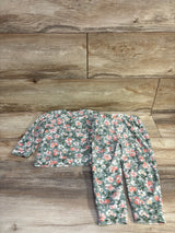 Little Lass 2pc Floral Fleece Long Sleeve Shirt & Pants Set Green sz 18m