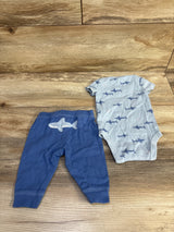 Just One You 2pc Shark Bodysuit & Pants Set Blue sz 3m