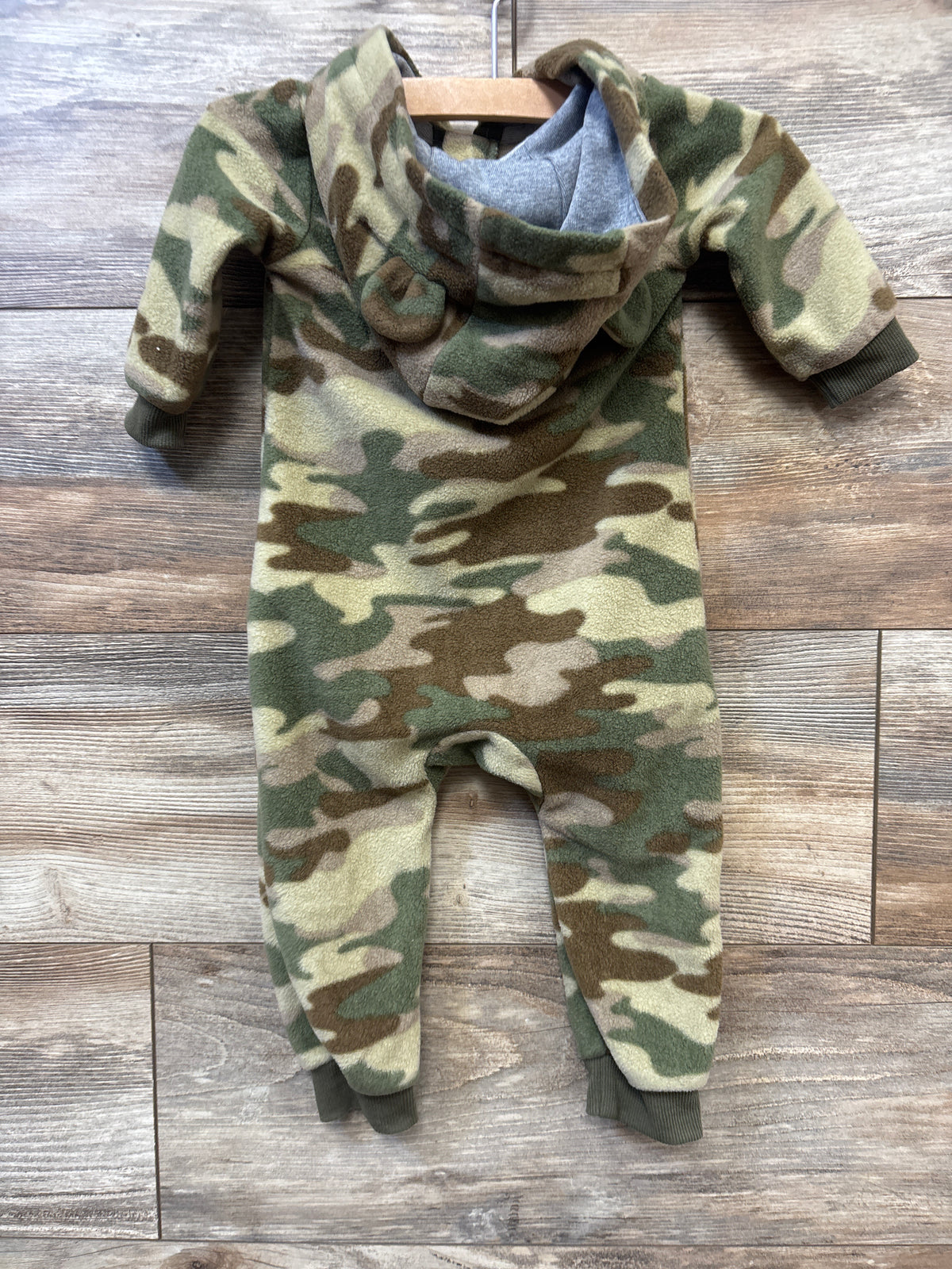 Camo Hooded Fleece Coverall Green sz 6m