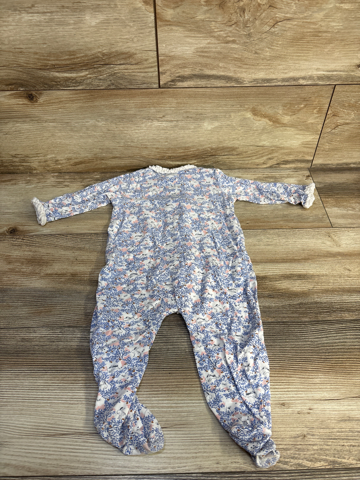 Magnetic Me 'Somebunny Floral'  Modal Ruffle Footie White sz 3-6m