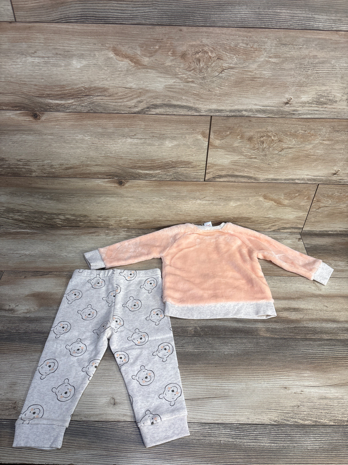 NEW Disney Baby 4pc Winnie The Pooh Plush Pull Over Sweater & Bodysuit Set Peach sz 18m