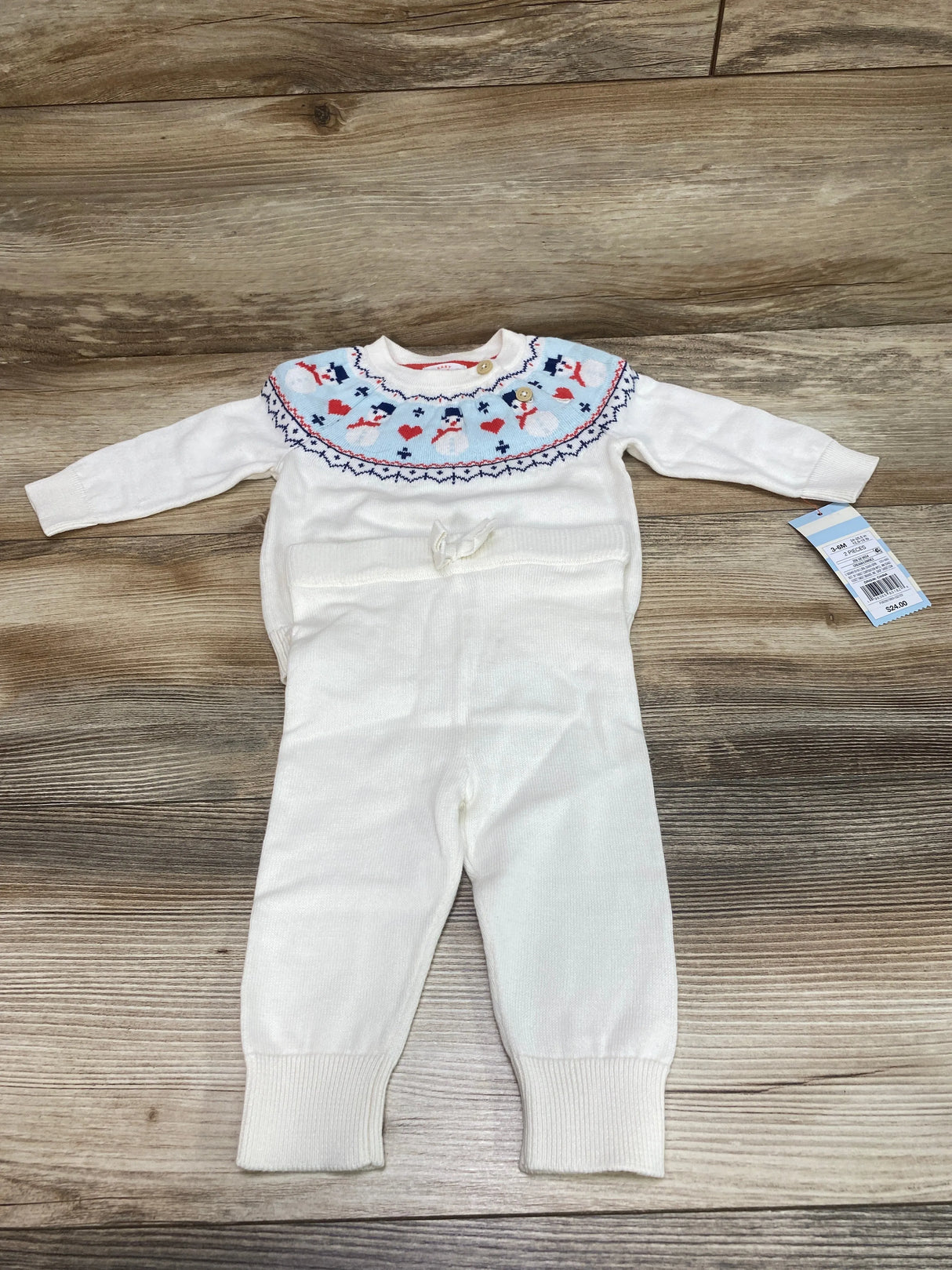 NEW Cat & Jack 2pc Snowman Fair Isle Sweater Set White sz 3-6m - Me n Mommy To Be