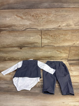 Generic 4pc Suit Set White/Grey sz 6-9m