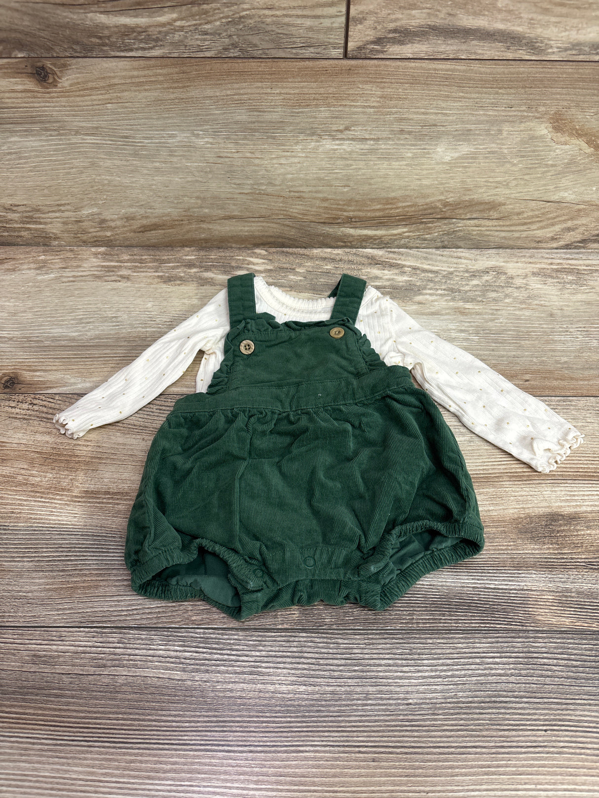 Cloud Island 2pc Long Sleeve Bodysuit & Overall Bubble Romper Ivory sz Newborn