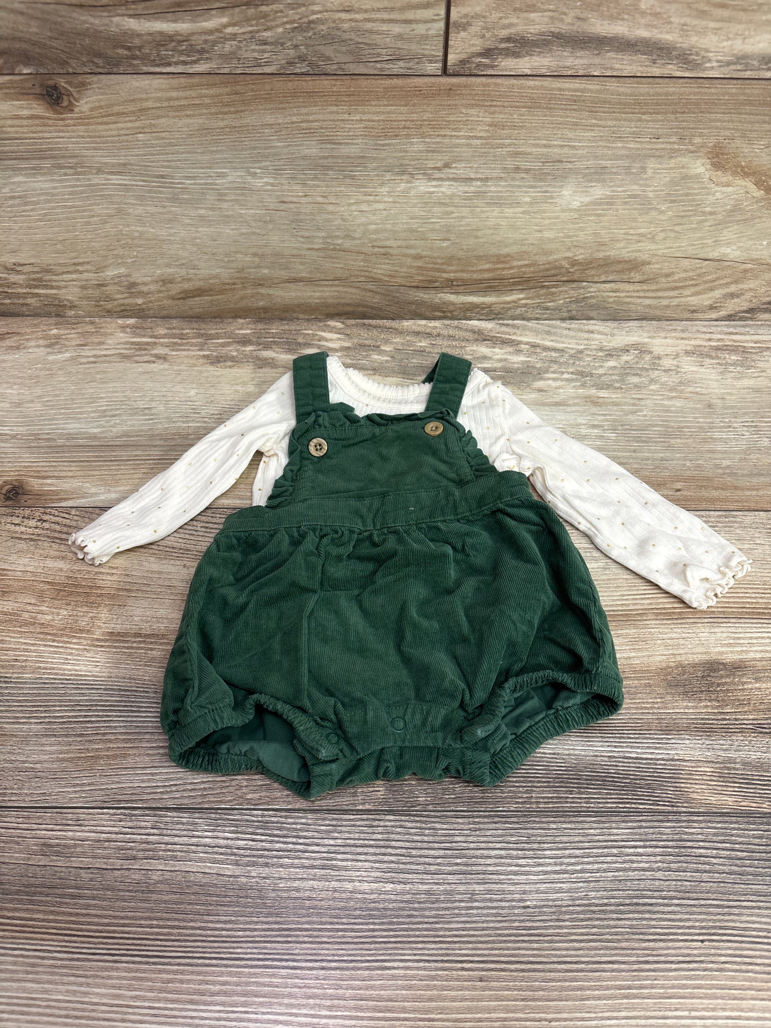 Cloud Island 2pc Long Sleeve Bodysuit & Overall Bubble Romper Ivory sz Newborn