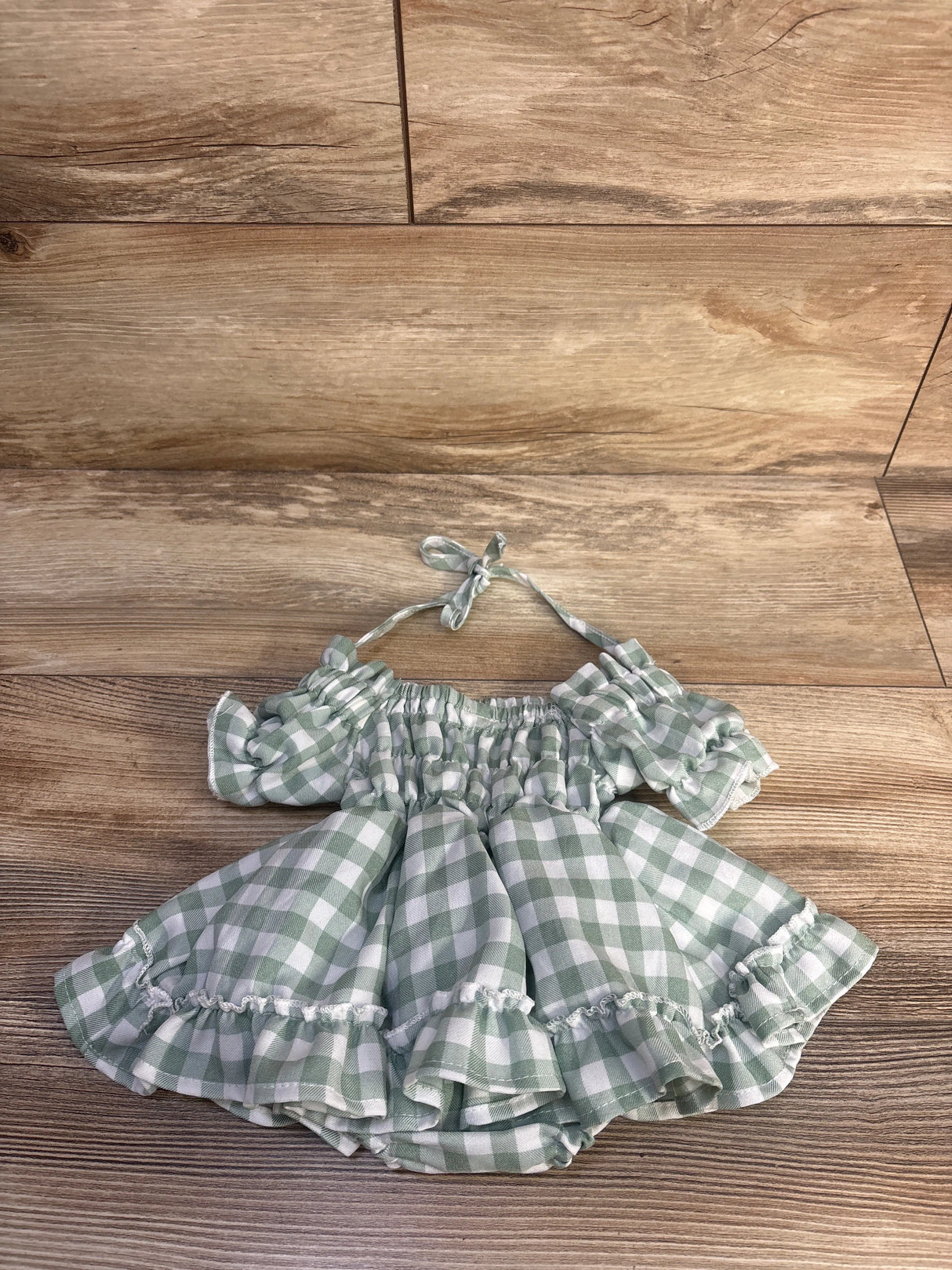 Ruffled Plaid Bodysuit Dress Green sz 6-9m
