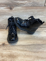 Old Navy Patent Leather Combat Boots Zip Black Sz 9c