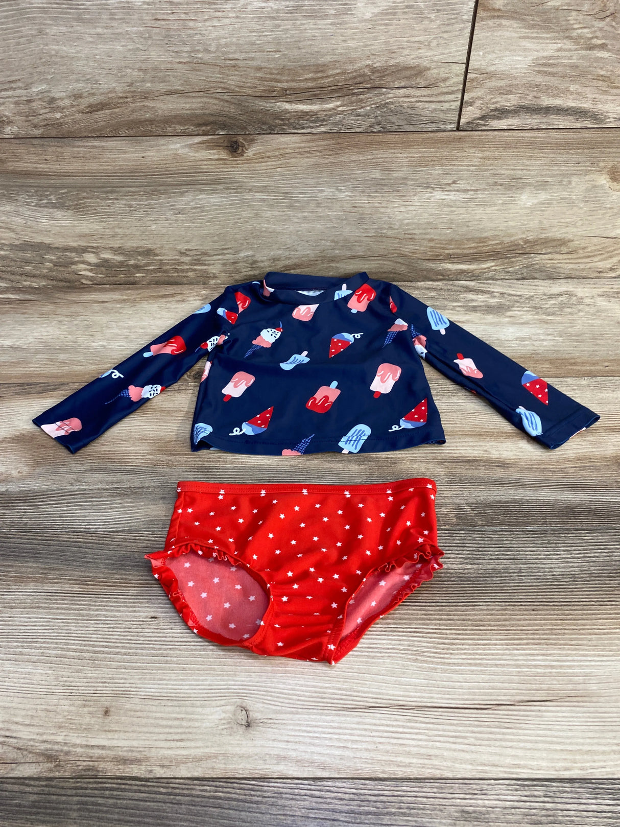 Just One You 2pc Ice Cream Rashguard Swimsuit Set Navy sz 18m
