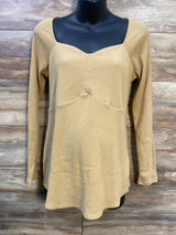 Isabel Maternity Rib Long Sleeve Top Tan sz XL