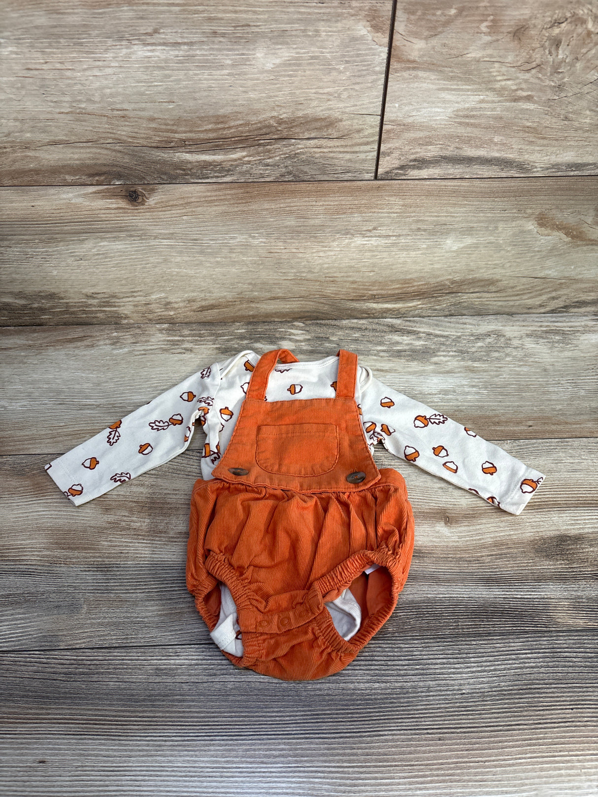 Cat & Jack Overall Romper & Bodysuit 2pc Set Cream sz 0-3m