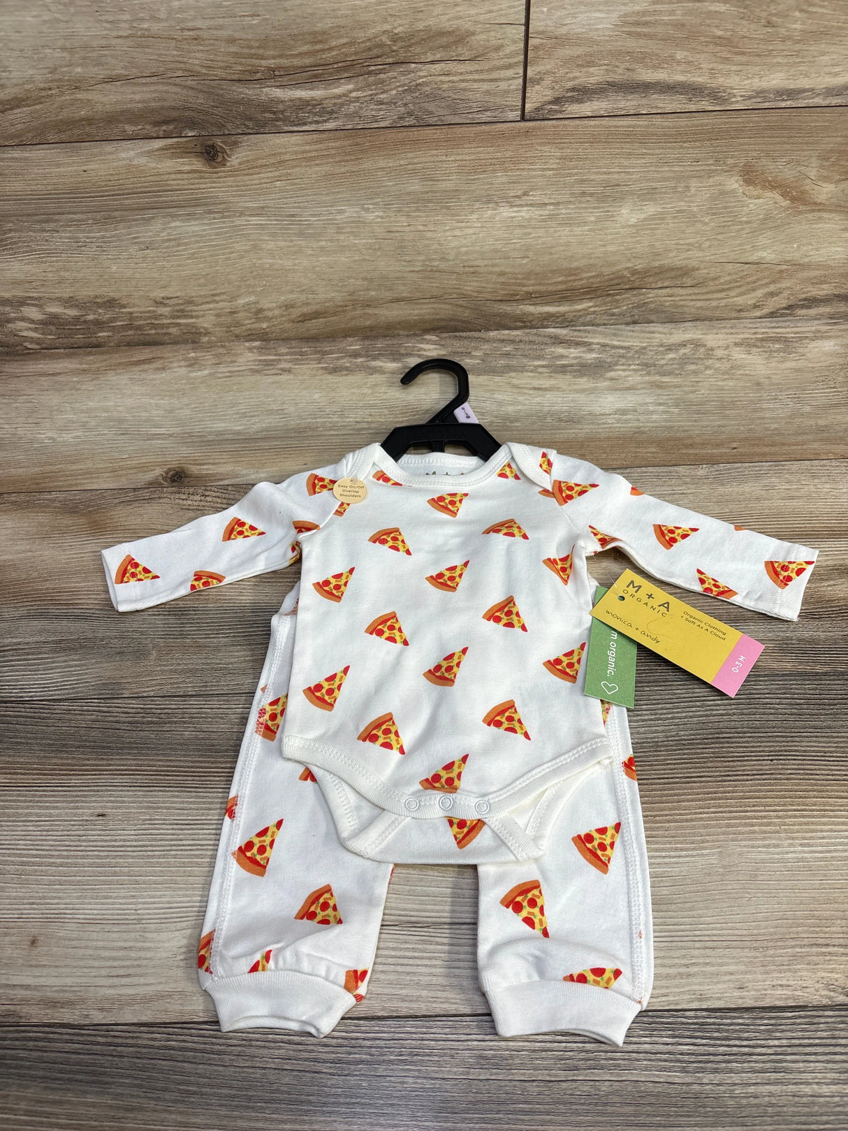 NEW Monica + Andy 2pc Pizza Bodysuit & Pants Set White sz 0-3m