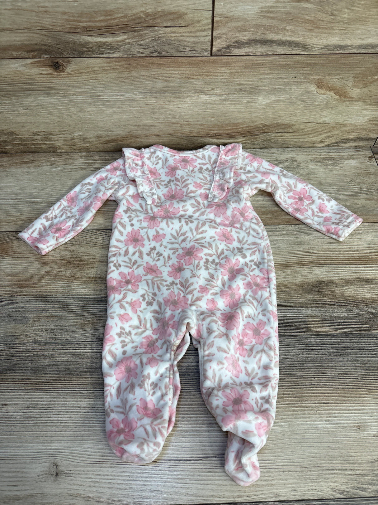 Princess Rose Floral Velour Coverall Pink 6-9m