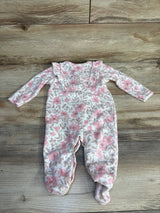 Princess Rose Floral Velour Coverall Pink 6-9m