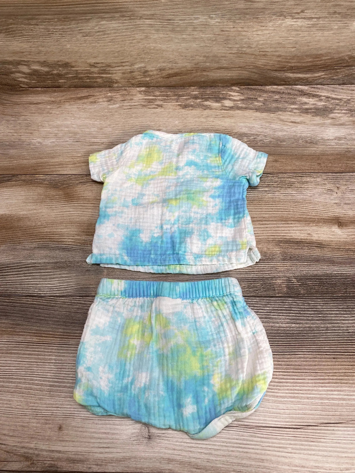 Cat & Jack 2pc Henley Tie-Dye Top & Shorts Blue sz Newborn