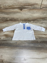 Isaac Mizrahi Henley Striped Shirt White sz 6-9m